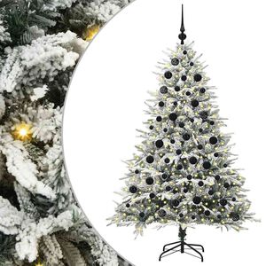 vidaXL K&uuml;nstlicher vorbeleuchteter Weihnachtsbaum mit Kugelset Gr&uuml;n