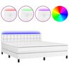 vidaXL Boxspringbett mit Matratze & LED Wei&szlig; 160x200 cm Kunstleder
