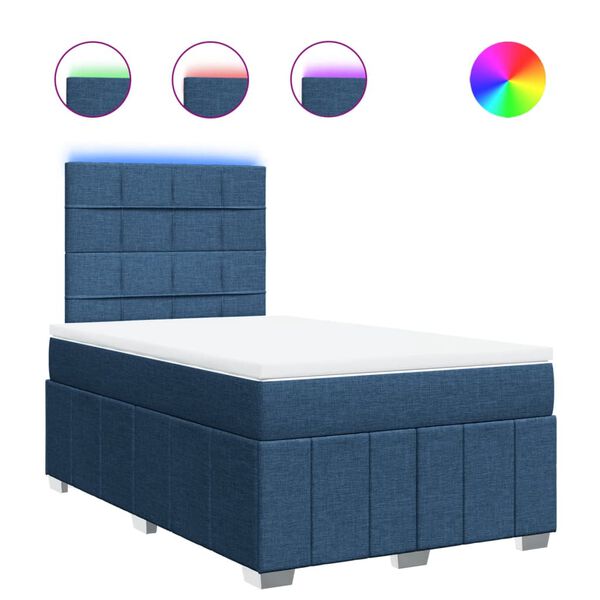 vidaXL Boxspringbett mit Matratze Blau 120x190 cm Stoff
