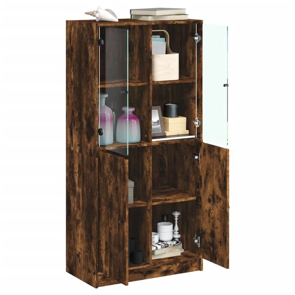 vidaXL Highboard mit Türen Räuchereiche 68x37x142 cm Holzwerkstoff