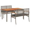 vidaXL 3-tlg. Garten-Essgruppe mit Kissen Grau Poly Rattan
