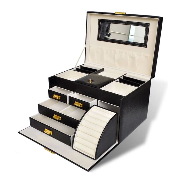 Schmuckkasten Schmuckkoffer 4 Schubladen mit Ringhalter inkl. Spiegel