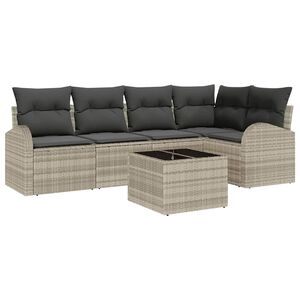 vidaXL Gartensofa-set mit Kissen 6 pcs Hellgrau Poly-Rattan