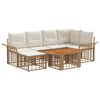 vidaXL Gartensofa-set 7 stk. Nat&uuml;rlich und Cremwei&szlig; Poly-Rattan