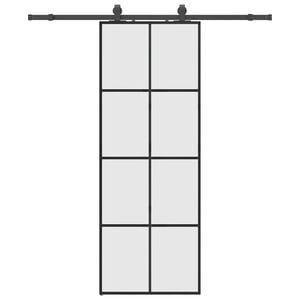 vidaXL Schiebet&uuml;r mit Beschlag Schwarz 76x205 cm ESG-Glas
