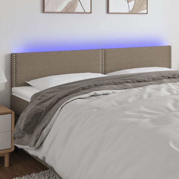vidaXL LED Kopfteil Taupe 200x5x78/88 cm Stoff