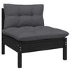 vidaXL 4-tlg. Garten-Lounge-Set mit Kissen Schwarz Kiefernholz