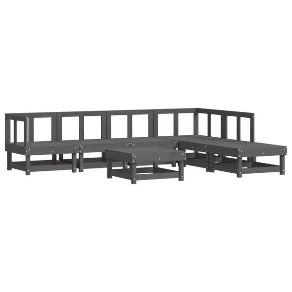 vidaXL 7-tlg. Garten-Lounge-Set Grau Massivholz Kiefer