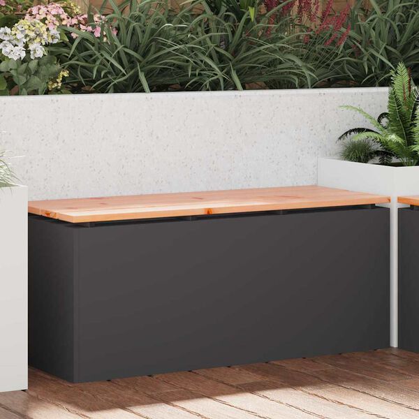 vidaXL Gartenbank Schwarz 100 x 40 x 43 cm