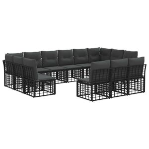 vidaXL Outdoor-Sofagarnitur Schwarz und Dunkelgrau Polyester