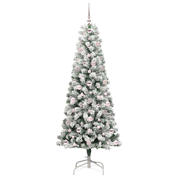vidaXL K&uuml;nstlicher klappbarer Weihnachtsbaum Gr&uuml;n und Wei&szlig; 180 cm