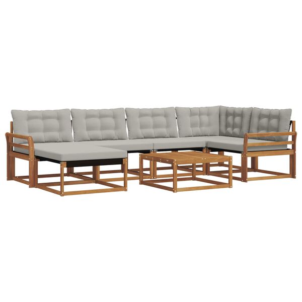 vidaXL Outdoor-Sofagarnitur mit Kissen 7 pcs Nat&uuml;rlich und Hellgrau