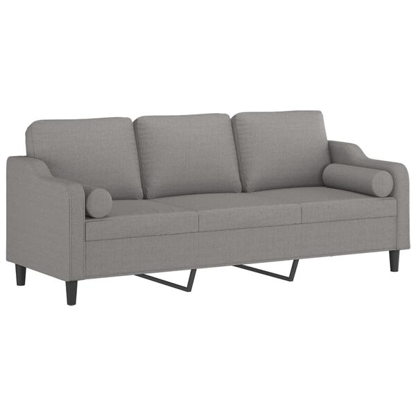 vidaXL 3-Sitzer-Sofa mit Kissen Hellgrau 210 cm Stoff