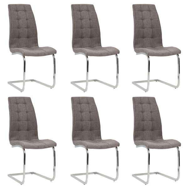 vidaXL Freischwinger 6 Stk. Taupe Stoff