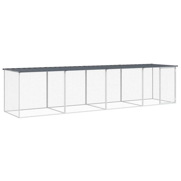 vidaXL H&uuml;hnerk&auml;fig mit Dach Anthrazit 403x98x90 cm Verzinkter Stahl