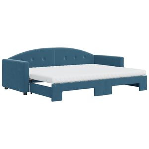 vidaXL Tagesbett Ausziehbar mit Matratzen Blau 80x200 cm Samt