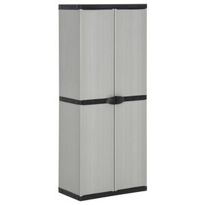 vidaXL Garten-Lagerschrank mit 3 B&ouml;den Grau & Schwarz 68x40x168 cm