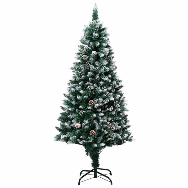 vidaXL K&uuml;nstlicher Weihnachtsbaum mit Beleuchtung Kugeln Zapfen 180 cm