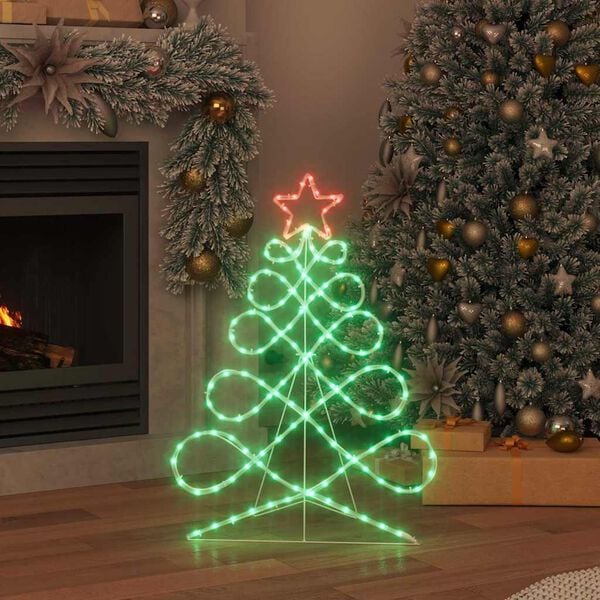 vidaXL Lichterbaum in Weihnachtsbaumform Mehrfarbig 78 x 58 cm PVC