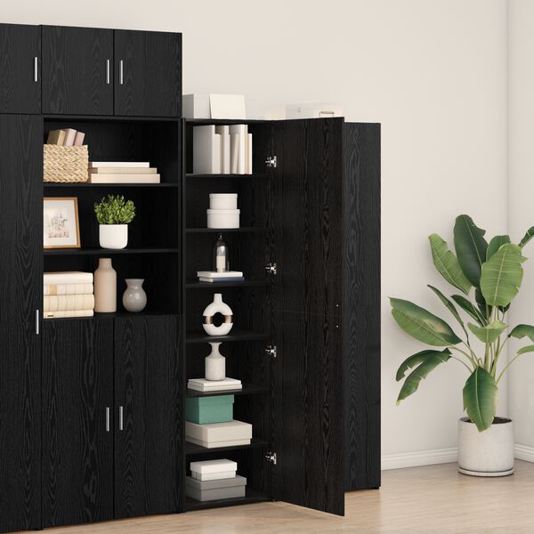 vidaXL Highboard 2 pcs Schwarz Eichen-Optik 50 x 42,5 x 185 cm
