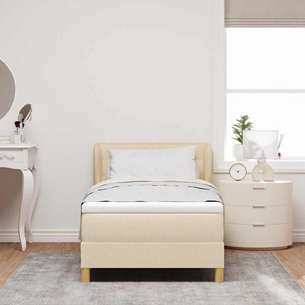 vidaXL Boxspringbett mit Matratze Creme 100 x 200 cm Stoff