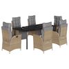 vidaXL 7-tlg. Garten-Essgruppe mit Kissen Beigemischung Poly Rattan