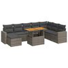 vidaXL 9-tlg. Garten-Sofagarnitur mit Kissen Grau Poly Rattan