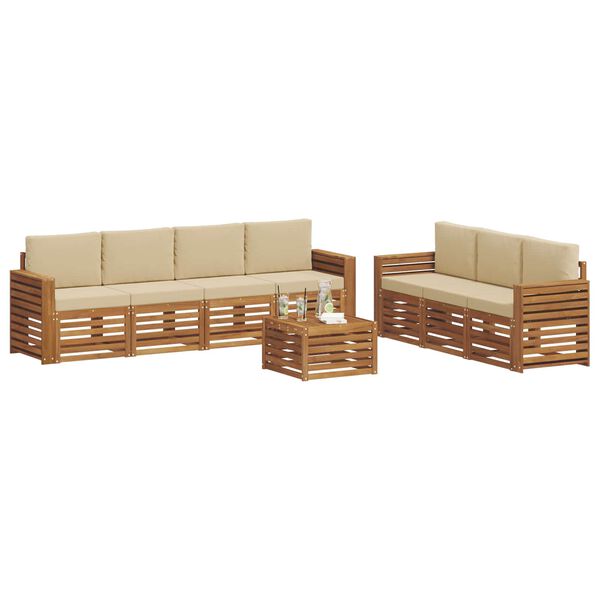 vidaXL Sofagarnituren 8 pcs Natur und Beige Massivholz Akazie
