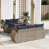 vidaXL 6-tlg. Garten-Sofagarnitur mit Kissen Grau Poly Rattan Akazie