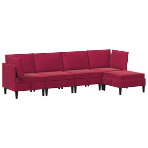 vidaXL Wohnzimmergarnitur 5 Stk. Weinrot Samt