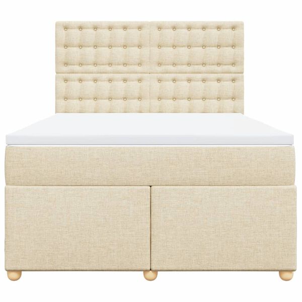 vidaXL Boxspringbett mit Matratze Creme 140x200 cm Stoff
