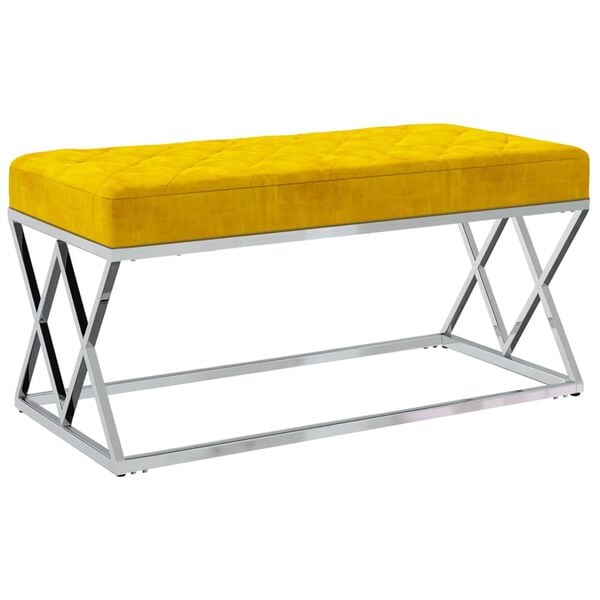 vidaXL Sitzbank Senfgelb Samt und Edelstahl