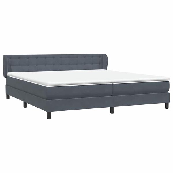 vidaXL Boxspringbett mit Matratzen Dunkelgrau 180x220 cm Samt