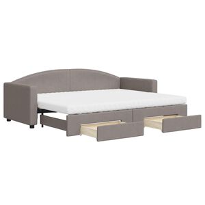 vidaXL Tagesbett Ausziehbar mit Schubladen Taupe 80x200 cm Stoff