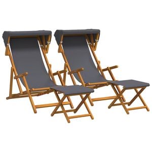 vidaXL Liegestuhl 4 pcs 3 Position Massives Eukalyptus Holz Grau