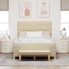 vidaXL Boxspringbett mit Matratze Creme 140 x 190 cm Stoff