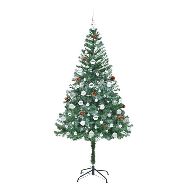 vidaXL K&uuml;nstlicher Weihnachtsbaum Gr&uuml;n 180 cm PVC und Stahl