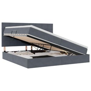 vidaXL Aufbewahrungsbett mit Matratze Dunkelgrau 200 x 200 cm Samt