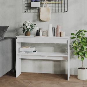 vidaXL Konsolentisch Hochglanz-Wei&szlig; 102x30x80 cm Holzwerkstoff