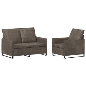 vidaXL Sofa-Set 2 pcs Dunkelgrau Kunstwildleder