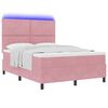 vidaXL LED Boxspringbett mit Matratze Rosa 160 x 200 cm Samt