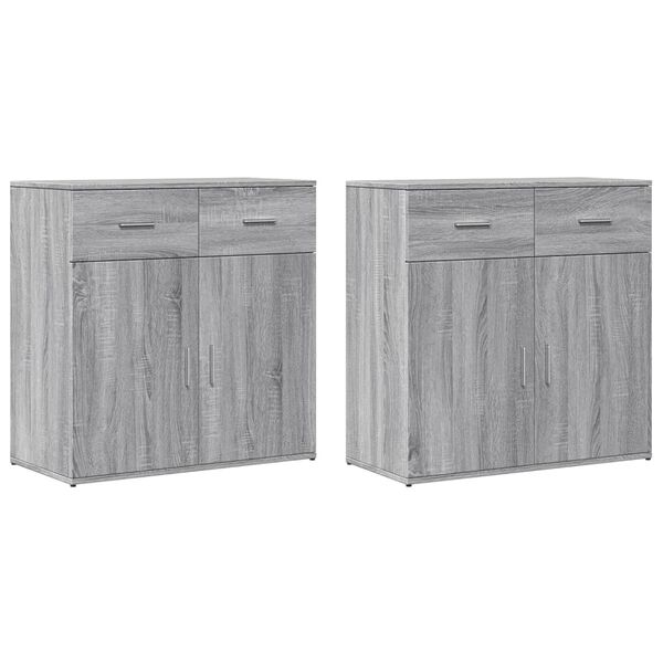 vidaXL Sideboards 2 Stk. Grau Sonoma 79x38x80 cm Holzwerkstoff