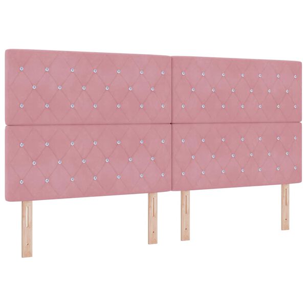 vidaXL Boxspringbett mit Matratze mit Kopfteil Rosa 200 x 200 cm Samt