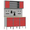 vidaXL Werkbank mit Schubladen 7 stk. Rot Ingenieure Holz und Stahl