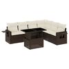 vidaXL 7-tlg. Garten-Sofagarnitur mit Kissen Braun Poly Rattan