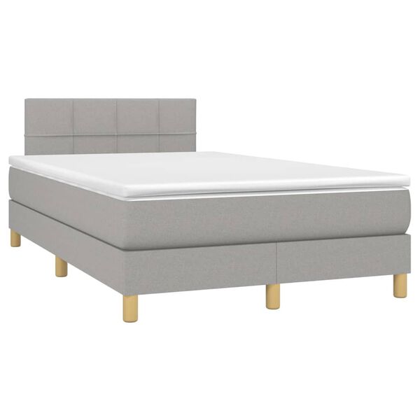 vidaXL Boxspringbett mit Matratze Hellgrau 120x190 cm Stoff