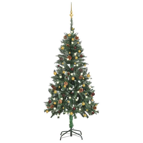 vidaXL K&uuml;nstlicher Weihnachtsbaum mit Beleuchtung & Kugeln 150 cm