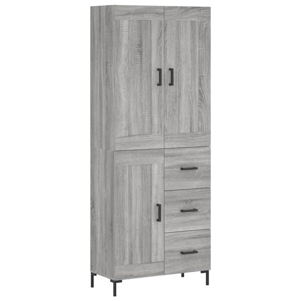 vidaXL Highboard Grau Sonoma 69,5x34x180 cm Holzwerkstoff