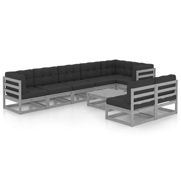 vidaXL 9-tlg. Garten-Lounge-Set mit Kissen Massivholz Kiefer