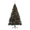 vidaXL K&uuml;nstlicher vorbeleuchteter Weihnachtsbaum Schwarz 240 cm PVC